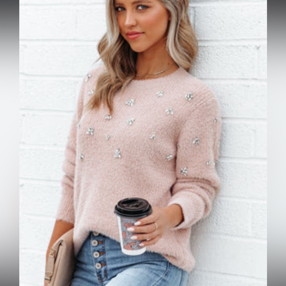 Vici - Pink sweater with embellishments